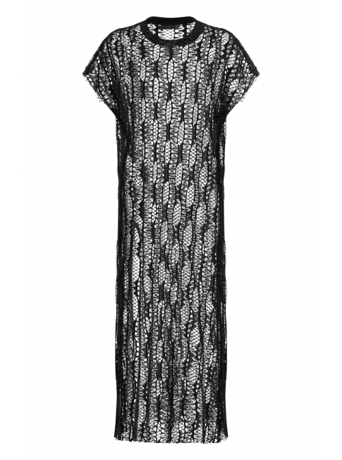 Steam Punk Female Black Lace Transparent Split Long Dress