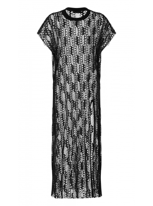 Steam Punk Female Black Lace Transparent Split Long Dress