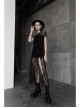 Steam Punk Female Black Lace Transparent Split Long Dress