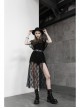 Steam Punk Female Black Lace Transparent Split Long Dress