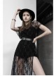 Steam Punk Female Black Lace Transparent Split Long Dress