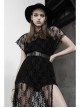 Steam Punk Female Black Lace Transparent Split Long Dress