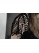 Steam Punk Female Black Lace Transparent Split Long Dress