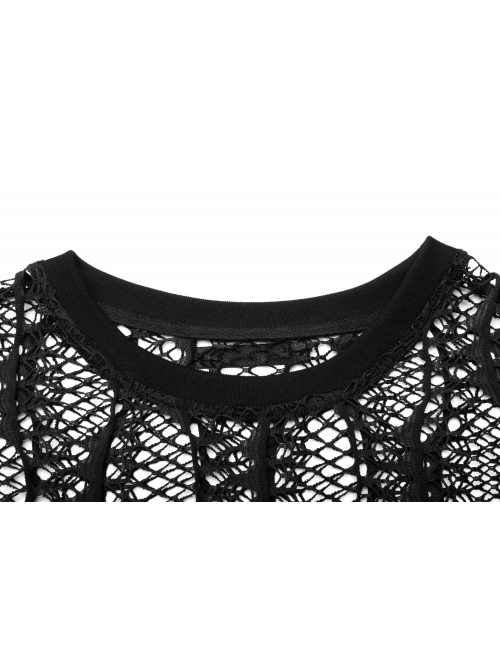 Steam Punk Female Black Lace Transparent Split Long Dress