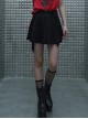 Steam Punk Female Casual Black Strap Buckle Pleated Skirt