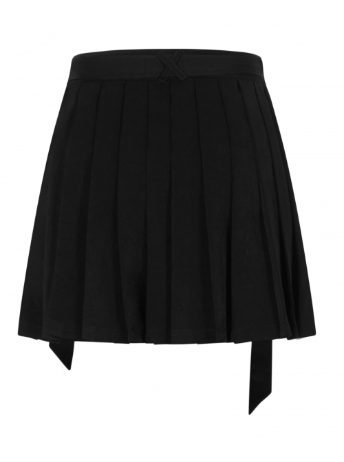 Steam Punk Female Casual Black Strap Buckle Pleated Skirt