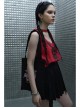Steam Punk Female Casual Black Strap Buckle Pleated Skirt