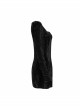 Gothic Casual Female Black Velvet Long Sleeve High Waist Dress