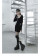 Gothic Casual Female Black Velvet Long Sleeve High Waist Dress