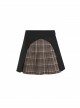 Steam Punk Female Black Brown Lattice Stitching High Waist Skirt