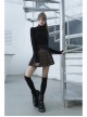 Steam Punk Female Black Brown Lattice Stitching High Waist Skirt
