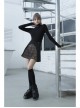 Steam Punk Female Black Brown Lattice Stitching High Waist Skirt