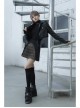 Steam Punk Female Black Brown Lattice Stitching High Waist Skirt