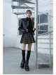 Steam Punk Female Black Brown Lattice Stitching High Waist Skirt