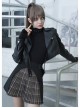 Steam Punk Female Black Brown Lattice Stitching High Waist Skirt