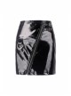 Metal D-Buckle Leather Strap Black Punk Rock Shiny PU Short Skirt