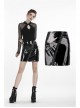Metal D-Buckle Leather Strap Black Punk Rock Shiny PU Short Skirt