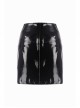 Metal D-Buckle Leather Strap Black Punk Rock Shiny PU Short Skirt