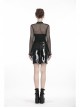 Metal D-Buckle Leather Strap Black Punk Rock Shiny PU Short Skirt