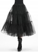 Black Gothic Lolita Long Lace Mesh Underskirt