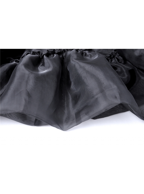 Black Gothic Lolita Long Lace Mesh Underskirt