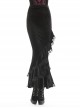 Lace Frill Lace-Up Black Gothic Velvet Long Skirt