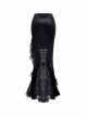 Lace Frill Lace-Up Black Gothic Velvet Long Skirt