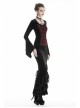 Lace Frill Lace-Up Black Gothic Velvet Long Skirt