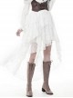 White Lace-Up Lace Mesh Irregular Frill Hem Punk Skirt