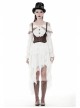 White Lace-Up Lace Mesh Irregular Frill Hem Punk Skirt