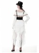 White Lace-Up Lace Mesh Irregular Frill Hem Punk Skirt