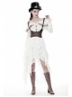 White Lace-Up Lace Mesh Irregular Frill Hem Punk Skirt