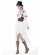 White Lace-Up Lace Mesh Irregular Frill Hem Punk Skirt