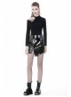 Metal Buckle Irregular Hem Black Punk Shining PU Skirt