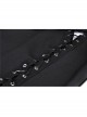 Hollow-Out Metal Eyelets Lace-Up Metal Buckle Strap Black Punk Irregular Slit Hem Long Skirt