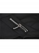 Hollow-Out Metal Eyelets Lace-Up Metal Buckle Strap Black Punk Irregular Slit Hem Long Skirt