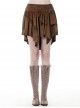 Metal Decoration Irregular Frill Hem Brown Punk Short Skirt