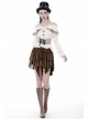 Metal Decoration Irregular Frill Hem Brown Punk Short Skirt