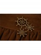Metal Decoration Irregular Frill Hem Brown Punk Short Skirt