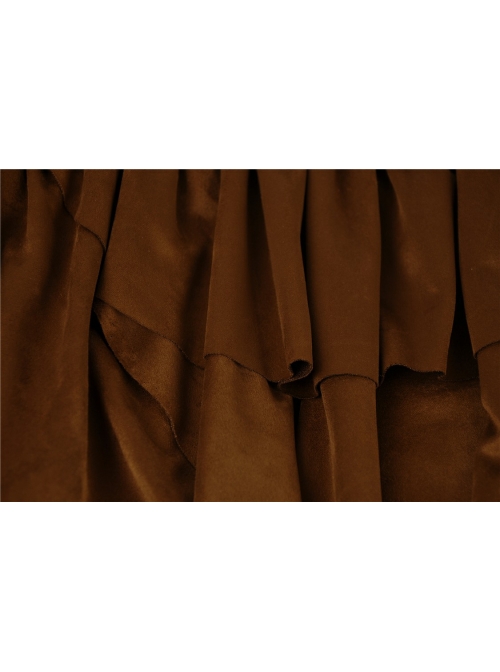 Metal Decoration Irregular Frill Hem Brown Punk Short Skirt