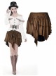 Metal Decoration Irregular Frill Hem Brown Punk Short Skirt