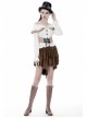 Metal Decoration Irregular Frill Hem Brown Punk Short Skirt