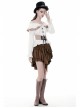 Metal Decoration Irregular Frill Hem Brown Punk Short Skirt
