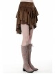 Metal Decoration Irregular Frill Hem Brown Punk Short Skirt