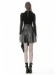 Metal Ring Leather Belt Side Zipper Irregular Frill Hem Black Punk PU Skirt