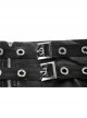 Metal Ring Leather Belt Side Zipper Irregular Frill Hem Black Punk PU Skirt