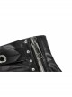 Metal Ring Leather Belt Side Zipper Irregular Frill Hem Black Punk PU Skirt