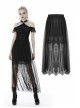 Black Punk Tasseled Mesh See-Through Long Skirt