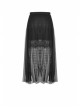 Black Punk Tasseled Mesh See-Through Long Skirt