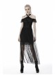 Black Punk Tasseled Mesh See-Through Long Skirt